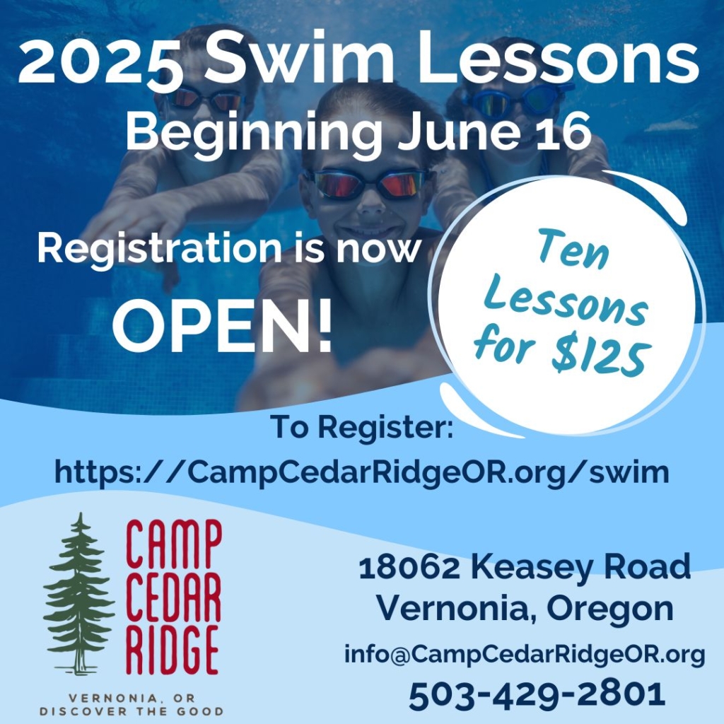 Swim Lessons: Summer 2025 - Camp Cedar Ridge: Vernonia, Oregon